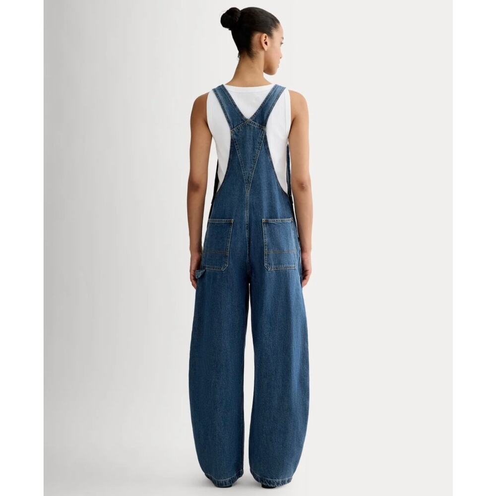 Everlane The Curve Denim Overall Barrel Leg Medium Blue Jumpsuit XS - Picture 2 of 12